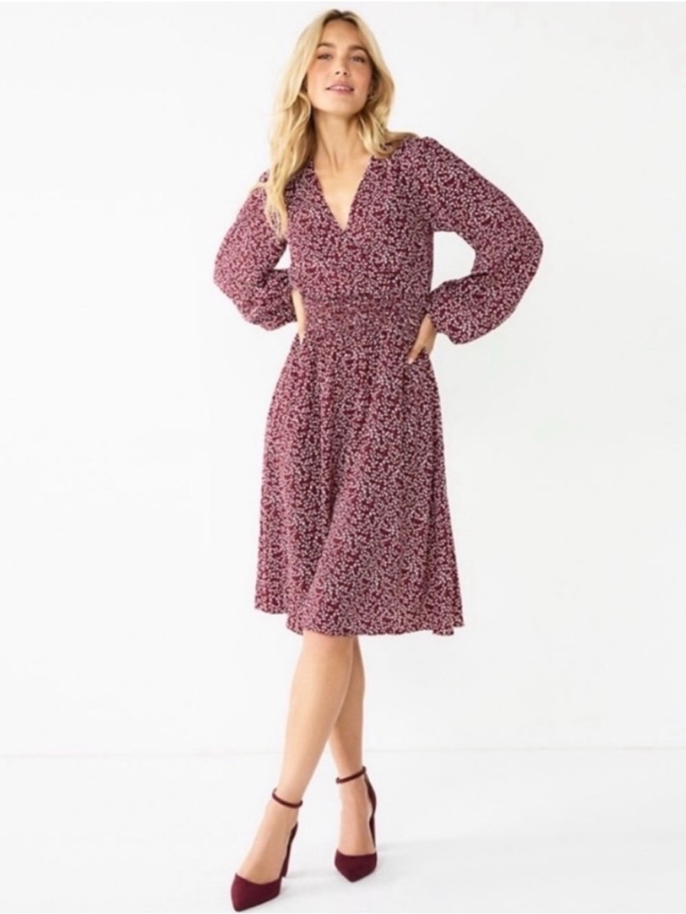 DRAPER JAMES RSVP Ditsy Floral Midi Dress